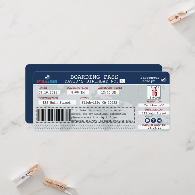 Flygplatspass Födelsedag Inbjudan (Fram/Back In Situ)