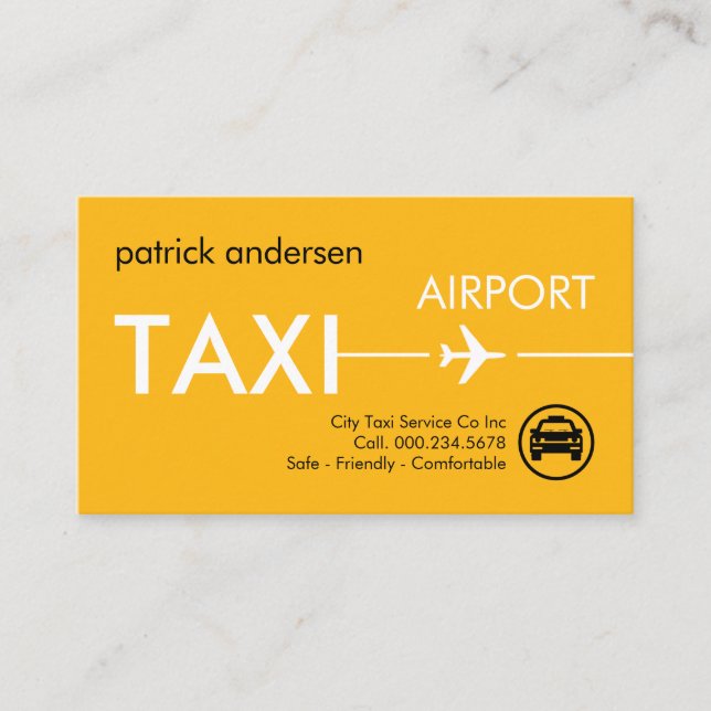 Flygplatstaxiservice Flygplansbana Visitkort (Framsida)