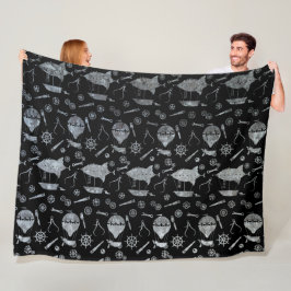 Flygplatstema för silver Zinc Steampunk Fleecefilt