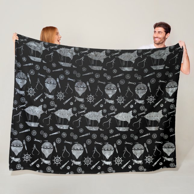 Flygplatstema för silver Zinc Steampunk Fleecefilt (På plats)