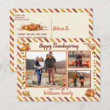 Flygpost Glitter Pumpa Foto Thanksgiving Postkort
