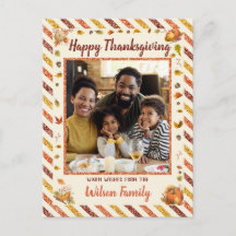 Flygpost Glitter Pumpa Foto Thanksgiving Postkort