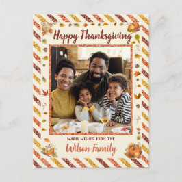 Flygpost Glitter Pumpa Foto Thanksgiving Postkort Vykort