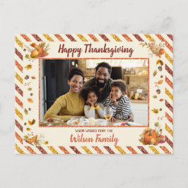 Flygpost Glitter Pumpa Foto Thanksgiving Vykort