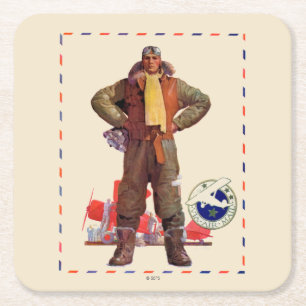 Flygpost pilot- underlägg papper kvadrat