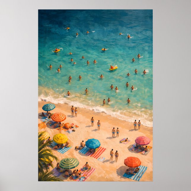 Flygposter för havssim, sommarstrandpublik vägg poster (Framsidan)