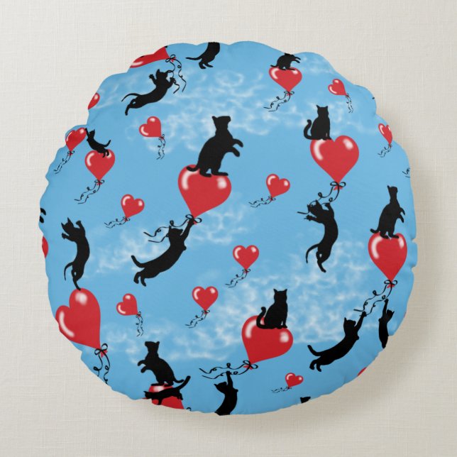 Flygröda ballonger rund kudde (Framsidan)