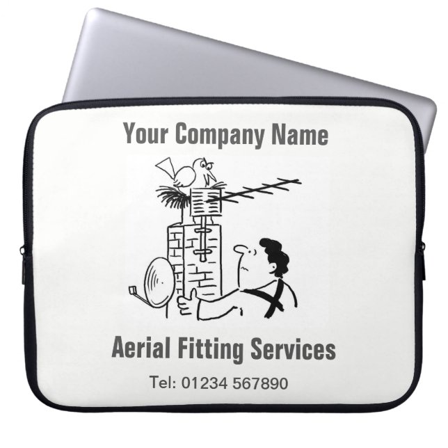 Flygservicesteckdatorhylsa med tecknad bild laptop sleeve (Framsidan)