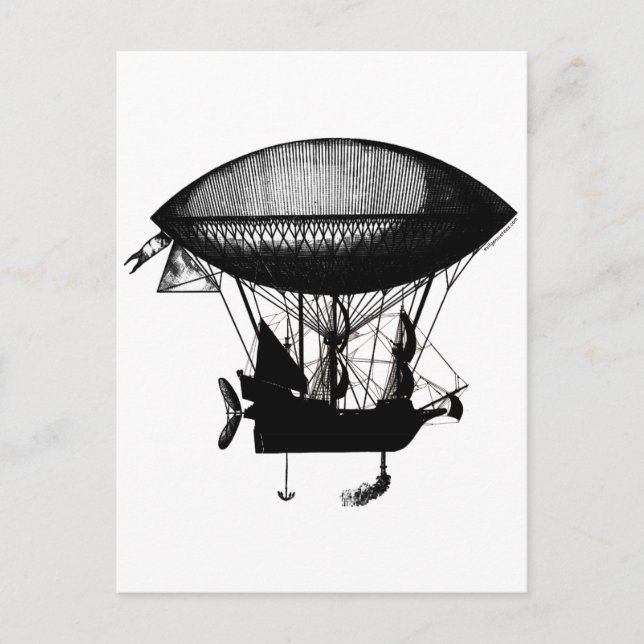 Flygskepp i Steampunk pirat Vykort (Framsida)