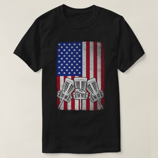 Flygskiva Golf Älskare Manar Women American Flagga T Shirt (Design framsida)