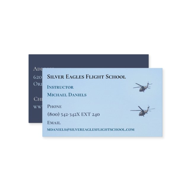 Flygskola/ instruktör/ Pilothelikopter Visitkort (Fram/Back In Situ)