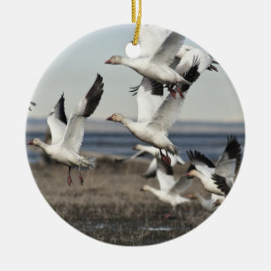 Flygsnögäss Julgransprydnad Keramik