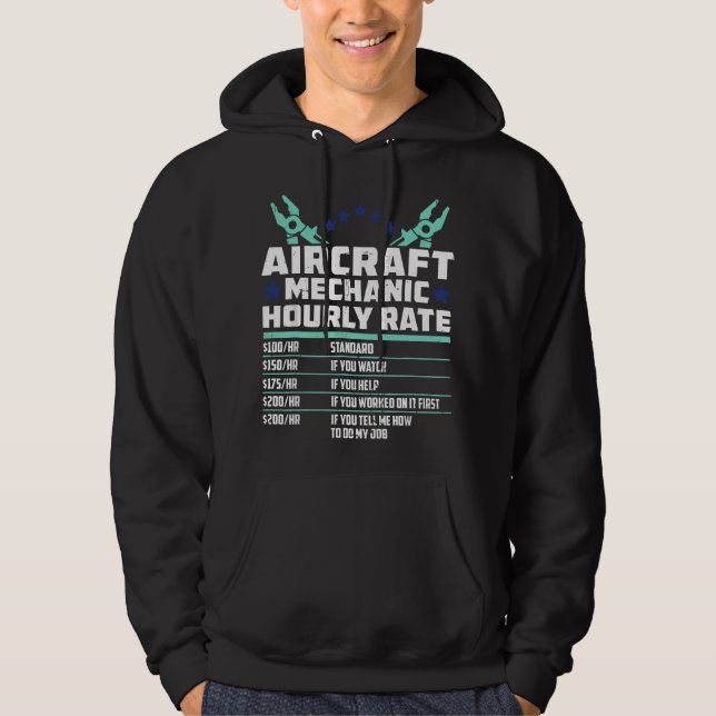 Flygtekniker Timlön - Flygplan Plan M Hoodie (Framsida)
