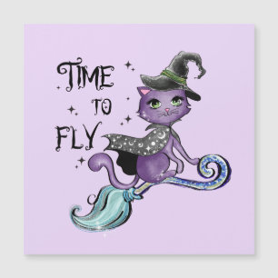 Flygtid - Cute Lila Witch Cat Halloween