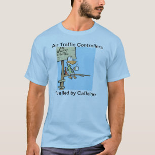 Flygtrafik kontrollerar den roliga kaffeskjortan t-shirt