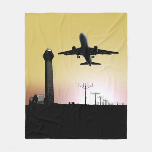 Flygtrafik kontrollerar torn & flygplan fleecefilt