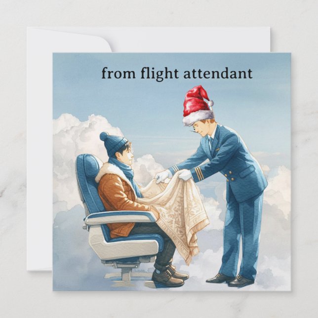 Flygvärdinna Flygpersonal hälsning Jul Julkort (Framsida)