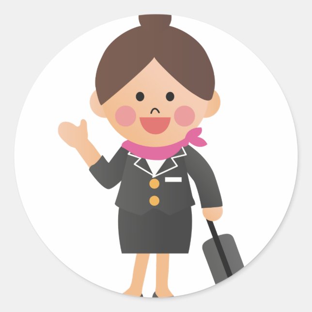 Flygvärdinna Runt Klistermärke (Framsida)