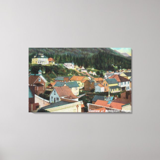 Flygvy för ett avsnitt i staden canvastryck (Framsida)