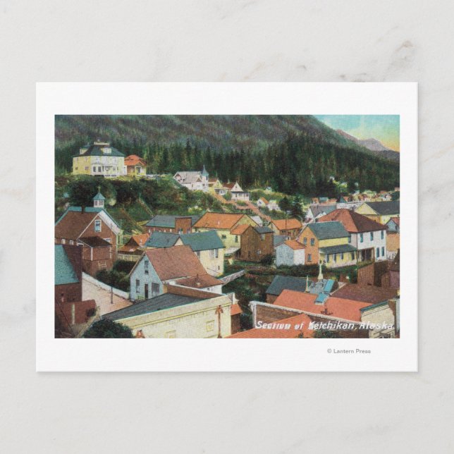 Flygvy för ett avsnitt i staden vykort (Framsida)