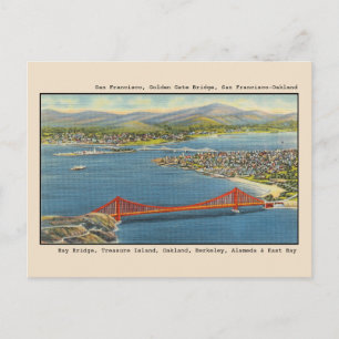 Flygvy, Golden Grind Bridge, San Francisco Bay Vykort