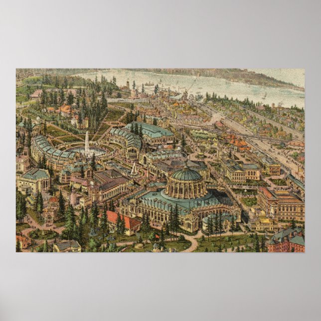 Flygvy över Alaska Yukon Pacific Expo Poster (Framsidan)