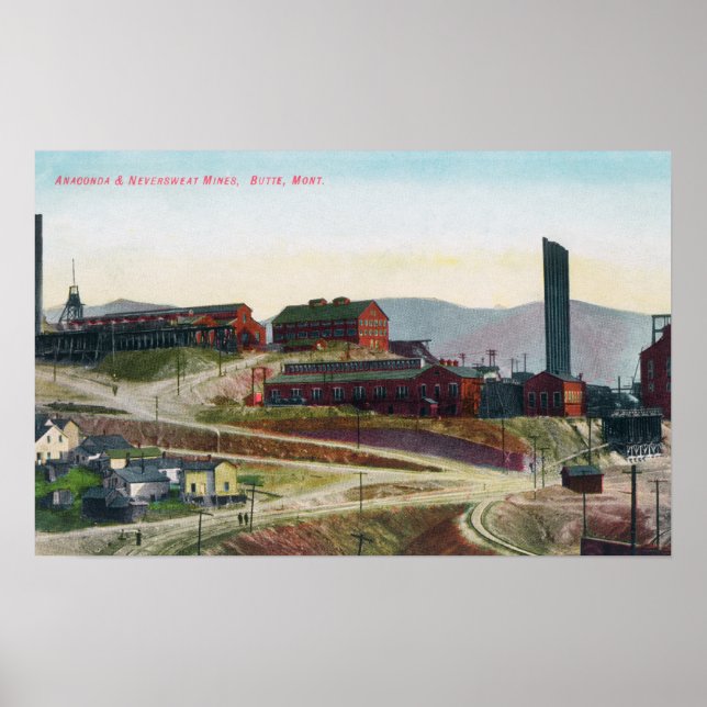 Flygvy över Anaconda & Nonsweat Mines Poster (Framsidan)