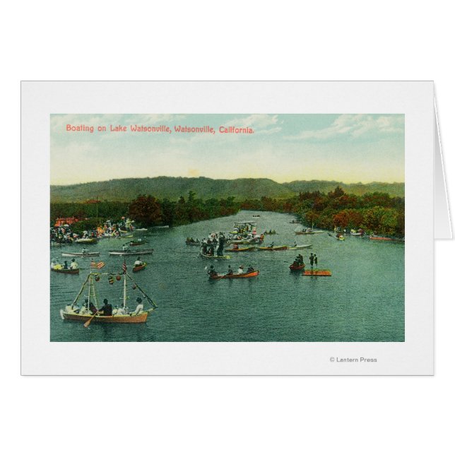 Flygvy över båtar på Sjö Watsonville Hälsningskort (Framsidan Horizontal)