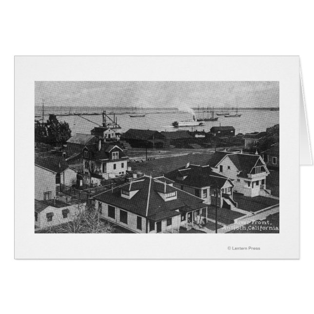 Flygvy över bosättningar och flod fram hälsningskort (Framsidan Horizontal)