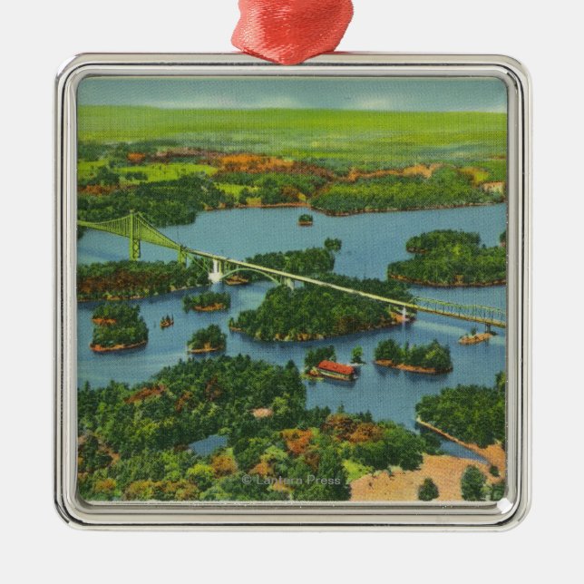 Flygvy över bron i Internationell Julgransprydnad Metall (Framsidan)
