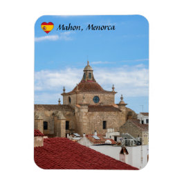 Flygvy över Carmen-kyrkan - Mahon, Menorca Magnet