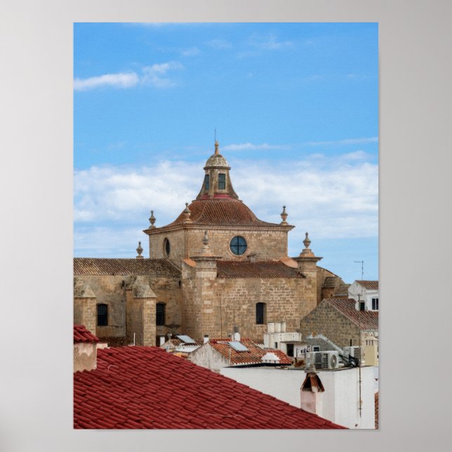 Flygvy över Carmen-kyrkan - Mahon, Menorca Poster (Framsidan)