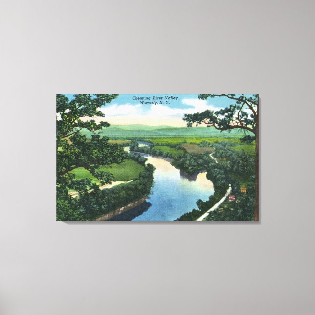 Flygvy över Chemung River Valley Canvastryck (Framsida)
