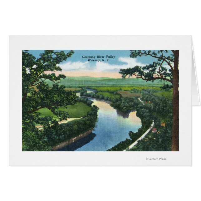 Flygvy över Chemung River Valley Hälsningskort (Framsidan Horizontal)