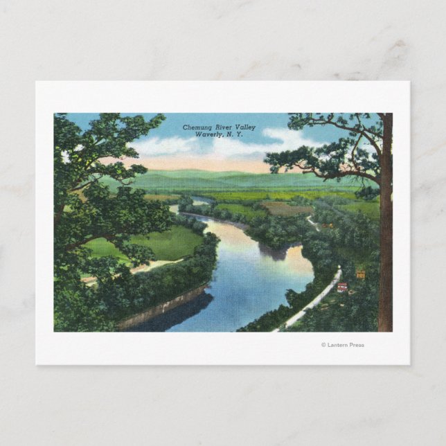 Flygvy över Chemung River Valley Vykort (Framsida)