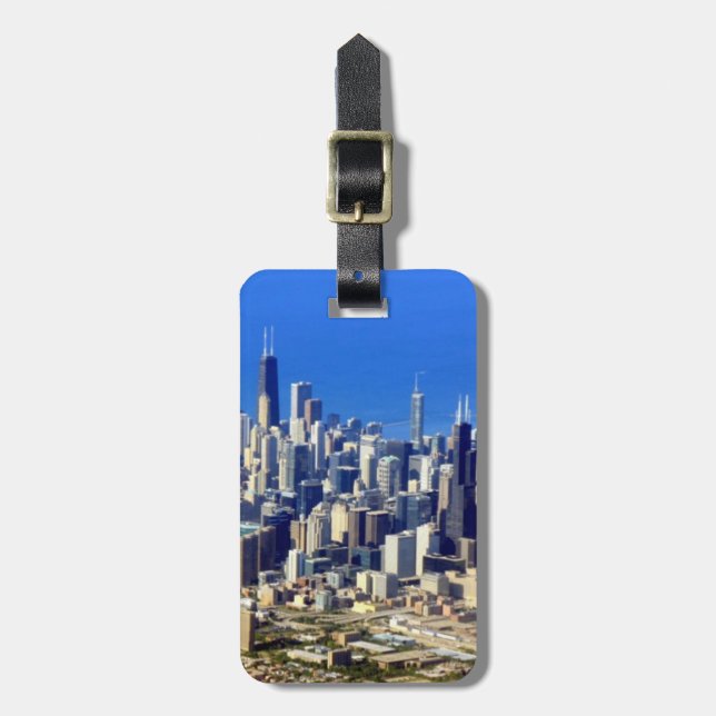 Flygvy över Chicago Downtown med Sjö Bagagebricka (Vertikal Framsida)