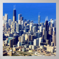 Flygvy över Chicago Downtown med Sjö