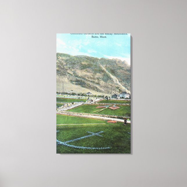 Flygvy över Columbia GardensButte, MT Canvastryck (Framsida)