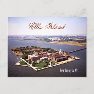 Flygvy över Ellis Island, NJ & NY Vykort