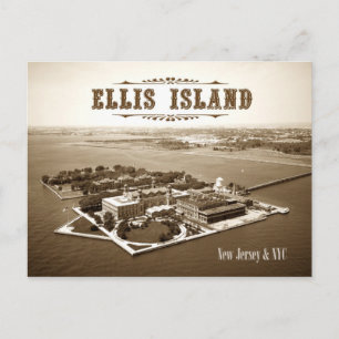 Flygvy över Ellis Island, NJ & NY Vykort
