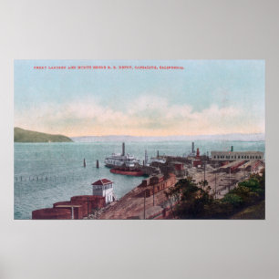 Flygvy över färjelandning och nord poster
