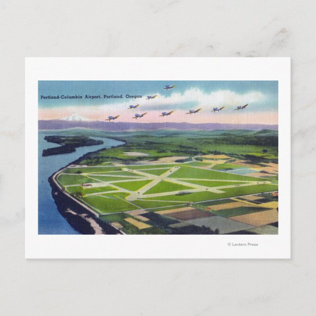 Flygvy över flygplatsen Portland-Columbia Vykort (Framsida)