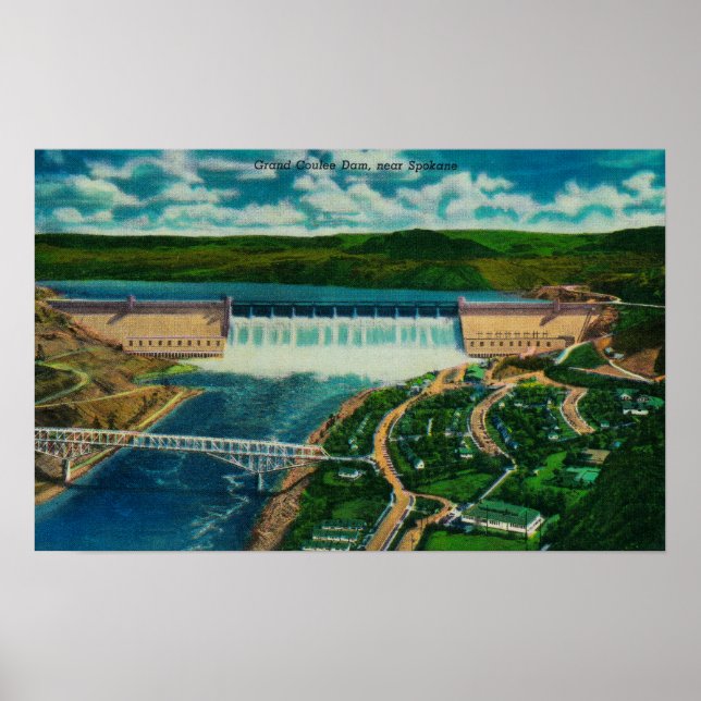 Flygvy över Grand Coulee Dam Poster (Framsidan)