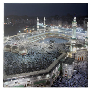 Flygvy över Hajj Pilgrims vid Kaaba, Mecca Kakelplatta
