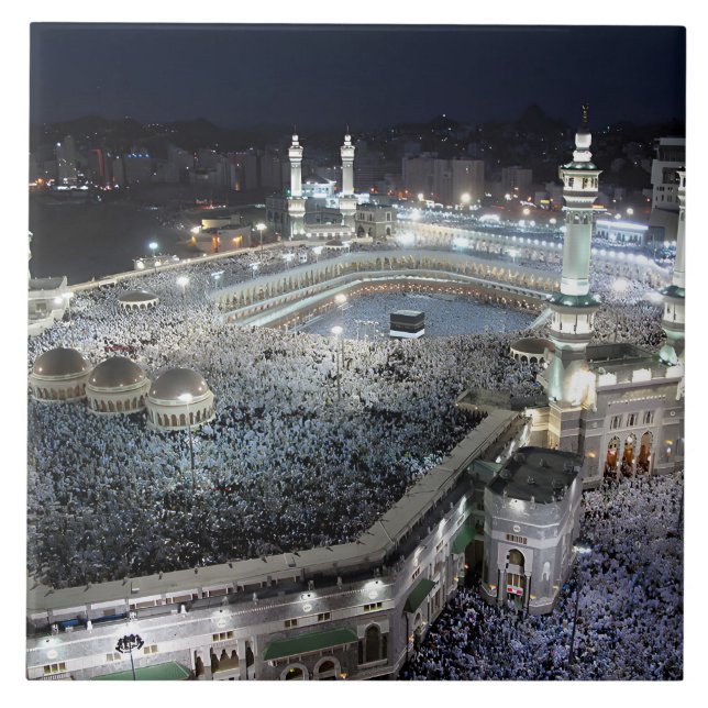 Flygvy över Hajj Pilgrims vid Kaaba, Mecca Kakelplatta (Framsidan)