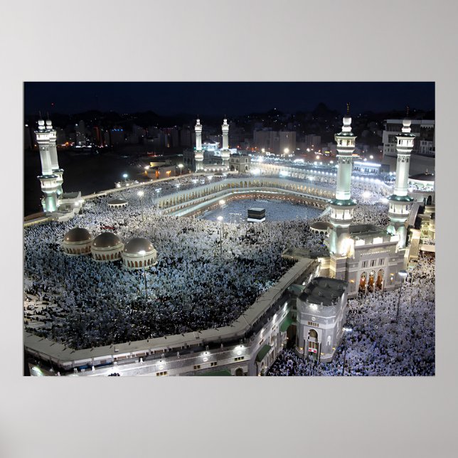 Flygvy över Hajj Pilgrims vid Kaaba, Mecca Poster (Framsidan)