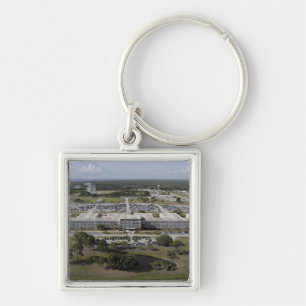 Flygvy över Kennedy Space Center Fyrkantig Silverfärgad Nyckelring