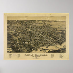 Flygvy över Knoxville Tennessee från 1886 Poster