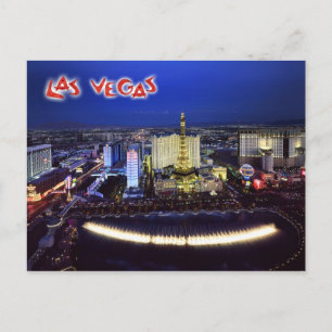Flygvy över Las Vegas Strip nattetid Vykort