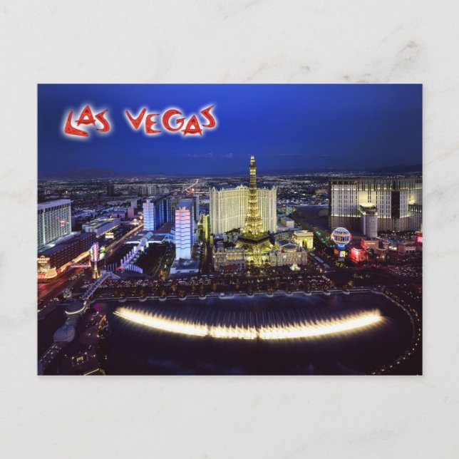 Flygvy över Las Vegas Strip nattetid Vykort (Framsida)